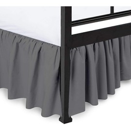Peace Sleep Bedding - Ruffled Bed Skirt with Split Corners, Dark Grey, Full 14 Inch Drop Bedskirt, Hotel Quality Brushed Microfiber Wrinkle Free Dust Ruffle Bed Skirt Full Size