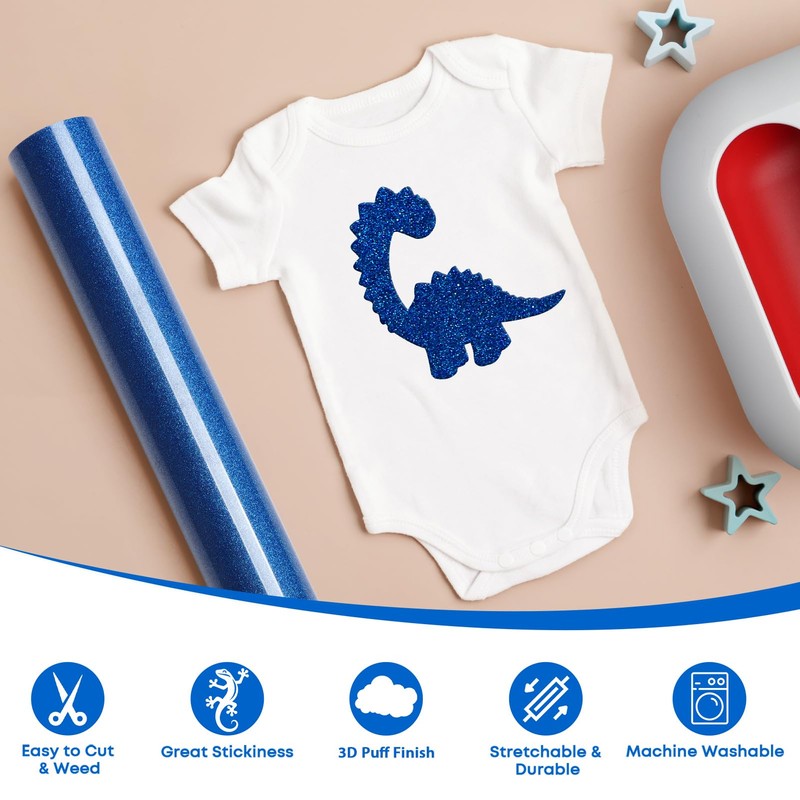 TransWonder Rose Gold Glitter Puff-Vinyl-Heat-Transfer Puff Vinyl Puff Heat Transfer