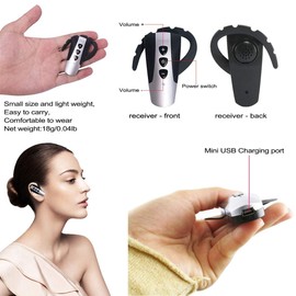 EXMAX EXD-6824 2.4GHz Wireless Tour Guide System Ear-hook Receiver for Simultaneous Language Interpretation,Corporation Conference,Transmission Range up to 100 Meters - One Receiver