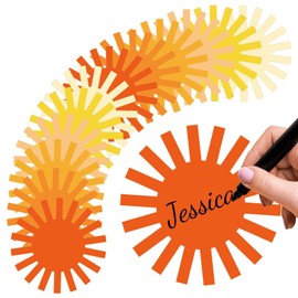 JarThenaAMCS Boho Sun Cutouts First Trip Around The Sun Bulletin Board Decoration 6 Colors Groovy Sun Paper Cut-Outs with 100Pcs Glue Points for DIY Craft Summer Wall Party Home Supplies, 48Pcs