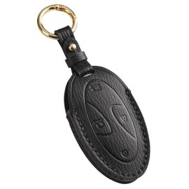 Hontumax Premium Leather 7-Button Key Fob Cover Case for Hyundai Elantra Sonata KONA Santa Fe IONIQ 6 2024 2025, for Hyundai Tucson 2025 Key Holder Accessories (Black)