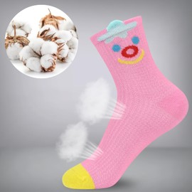 KOOOGEAR 5 Pairs Girls Kids Thin Cotton Socks White Soft Breathable Sports School Socks 3-12 Years