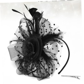 OHPHCALL Stylish Black Gauze Feather Headdress Sturdy and Comfortable Hair Band Bridal Photo Prop and Party Accessory