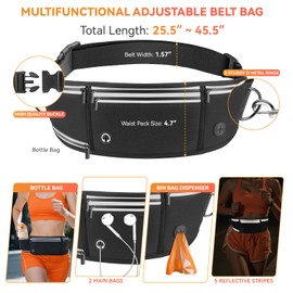 PETCOOZ Hands Free Dog Leash with Waist Belt & Zipper Pouch, Heavy Duty Waist Leash for Running, Walking, Jogging and Hiking, Professional Tangle Free Reflective Control Lead for Large Medium Dogs
