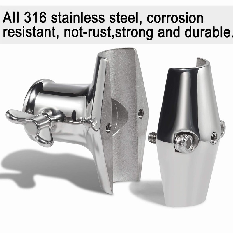 ZOMCHAIN Flag Pole Holder, Rail Mount, Marine Grade 316 Stainless