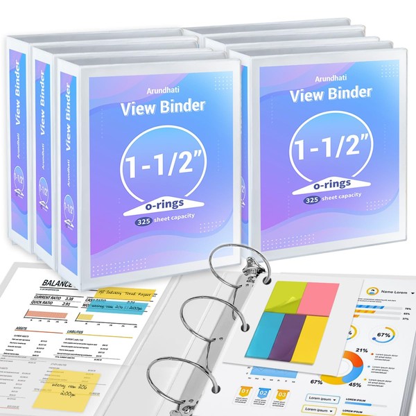 3 Ring Binder 1-1/2 Inch, 6 Pack Round Ring PVC-Free