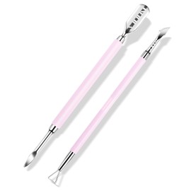 NXJ INFILILA Cuticle Pusher and Cuticle Cutter, 2Pcs Pink Cuticle Pusher Tool Stainless Triangle Cuticle Peeler Scraper Manicure Pedicure Tools Cuticle Remover Kit for Nail Care