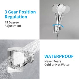 KAIYING Self Adhesive Handheld Shower Head Mount, Adjustable Angle RV & Bathroom Wand Holder, Universal ABS Chrome Bracket