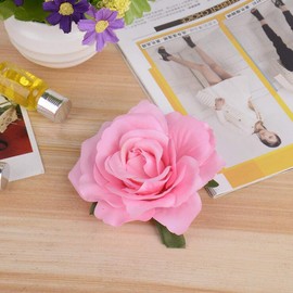 VEICOSTT Women Rose Flower Hair Clip Hair Accessories Flower Brooch Pin ZFJ11 (Pink)