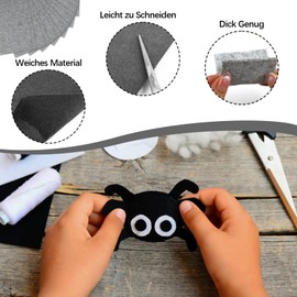 Deepton Stiff Felt, 2 mm Thick Craft Felt, 8 Pieces Felt Fabric, 20 x 30 cm Felt for Crafts, Felt Panels for Crafts, Sewing, DIY Project (Black)