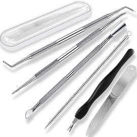 Ingrown Toenail File and Lifters Set(6pcs), Professional Pedicure Tool Toenail Grooming Kit, Ingrown Toenail Treatment Pedicure Kit, Under Nail Cleaner Tools (6PCS)