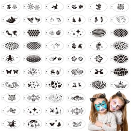 54 Pcs Face Paint Stencils Reusable Body Painting Stencils Temporary Tattoo Stencil Christmas Face Painting Kit for Parties Tattoo Painting Templates Face Tracing Stencils for Kids Makeup