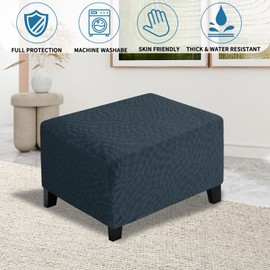 ZNSAYOTX Ottoman Covers 2024 Fashion Rectangle Footrest Slipcovers, Universal Square Stool Cover with Elastic Bottom, Soft Durable Washable Footstool Cover Ottoman Foot Stool Protector (Small)