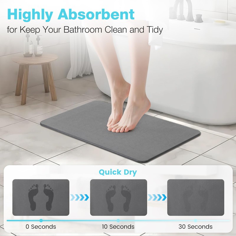 Greenturf Diatomite Stone Bath Mat, Premium Non-Slip Natural Diatomaceous Earth