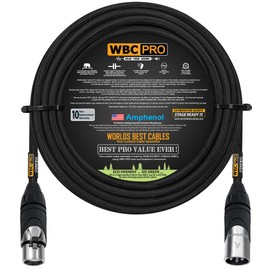 25 Foot - WBC-PRO-Quad Ultra-Silent Ultra-Flexible Balanced Star-Quad Cable with Amphenol Male & Female XLR Plugs & Black Tweed Jacket