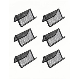 bepisof 6Pack Black Mesh Business Card Holder, Metal Mesh Card Organizer Desk Display, Name Card Stand for Office