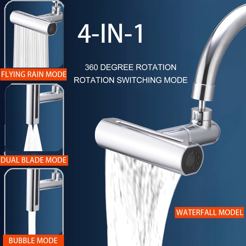 Waterfall Universal Faucet Extender Copper and ABS Anti Splashing Bathroom