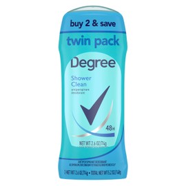 Degree Antiperspirant Deodorant Shower Clean Twin Pack 48-Hour Sweat and Odor Protection Antiperspirant for Women 2.6 oz