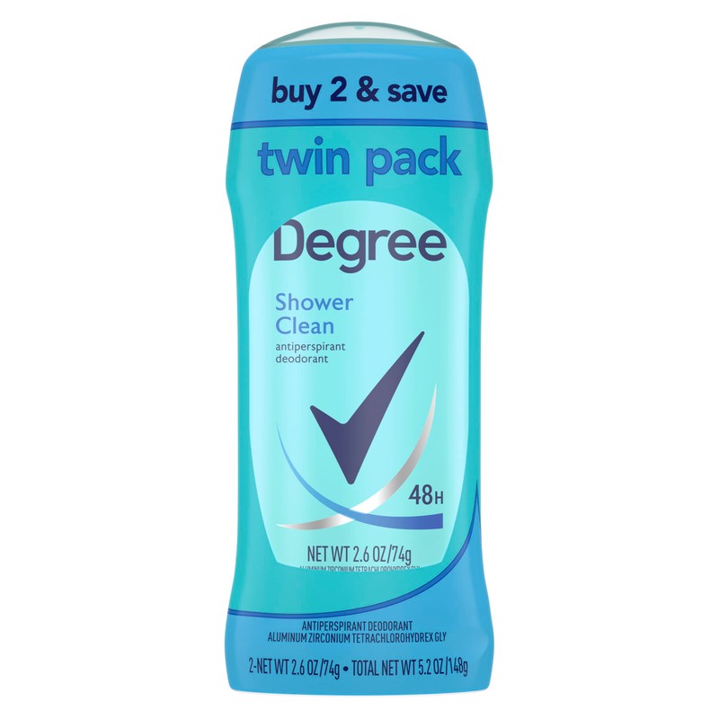 Degree Antiperspirant Deodorant Shower Clean Twin Pack 48-Hour Sweat and