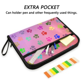 Sletend Letter A4 Paper Document Accordion Folder Dog Paw Print Colorful 13 Pocket Expanding File Folder with Zipper and Labels Accordion Lie Keeper for Letter Size/A4 Paper