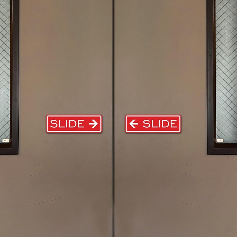 Letrero clásico para puerta deslizante, color plateado, mediano (paquete de