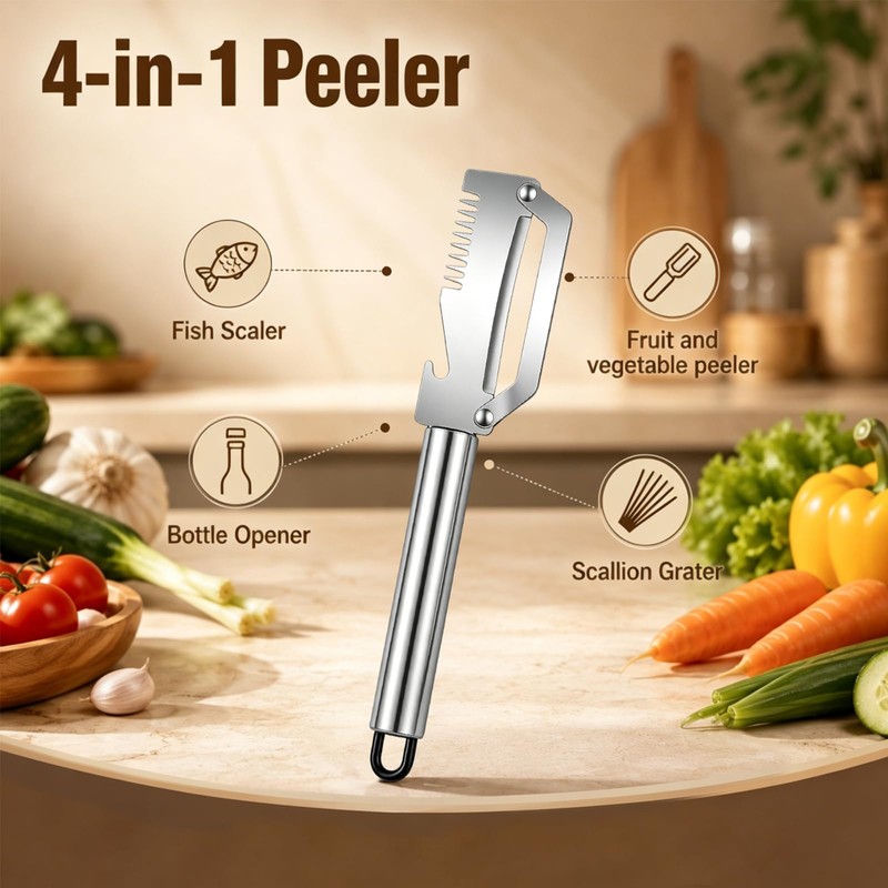 3PCS 4 in 1 Stainless Steel Peeler,4 in 1 Multi-Functional