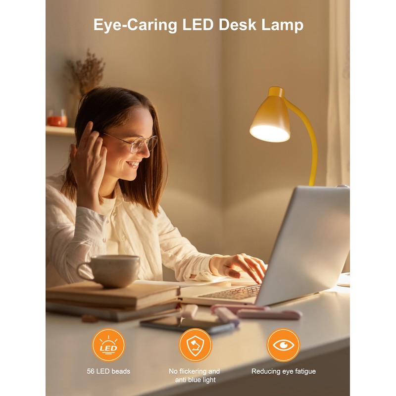 BOHON LED Desk Lamp with USB Charging Port, 3 Color