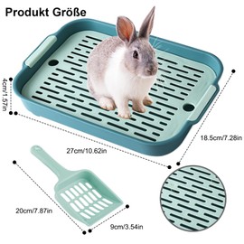 Rabbit Toilet with Shovel, Rabbit Litter Tray Small Cat Litter Tray Plastic Grate Rabbit Toilet Hamster Toilet Guinea Pig Toilet Rabbit Litter Box