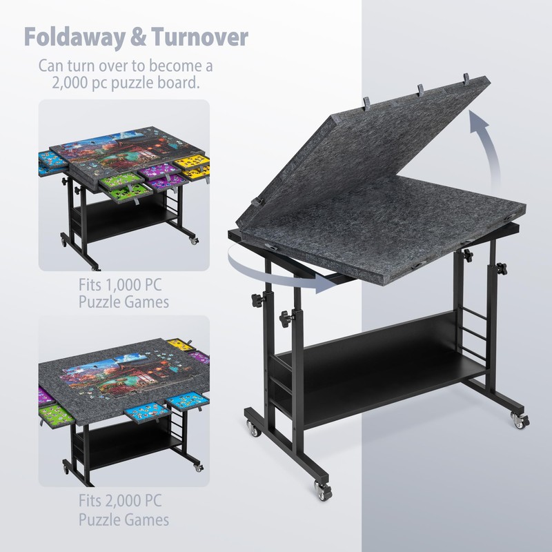 Tektalk 2000 Piece Foldable Felt Jigsaw Puzzle Board with Height