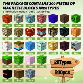 Tebieniub 200PCS Magnetic Building Blocks Toys for Boys Girls,0.8IN Magnetic Stacking Cubes for Kids Ages 3+,STEM Games Toys for Age 3-12 6-8, Construction Skills Tiles,Birthday for boy Girl