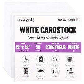 30 Sheets White Card - 12 x 12 inches, Heavy 230g/85lb Envelope Card Paper, Perfect for Scrapbooking, Crafts, Business Cards, UAP05WH030