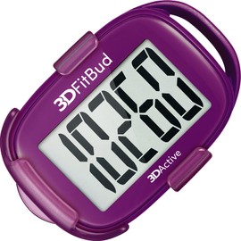 3DActive 3D-FitBud Simple Pedometer with Clip and Lanyard A420S (Plum)