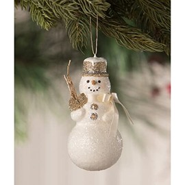 Bethany Lowe Peaceful Christmas Old Gold Snowman Ornament