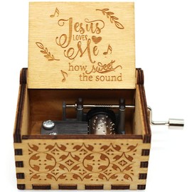 ukebobo Wooden Music Box - Jesus Loves Me Music Box, Gifts for Christian, Woman, Kids - 1 Set(06)