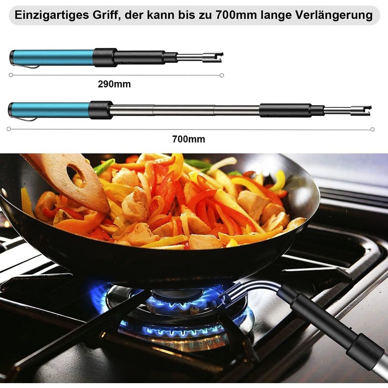 Electric Long Lighter,Retractable Length(11.4in-27.55in),Lgnition Port Can be Rotated 360°,Flameless Electronic