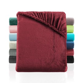 BaSaTex Cashmere Touch Plush Premium Children's Fitted Sheet, Super Soft Fluffy Winter Fitted Sheet, Nicky Teddy, Warming Bed Sheet, 70 x 140 cm, Colour: Burgundy