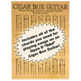 C. B. Gitty Chords Poster for 3-String Cigar Box Guitars - All The Most Popular Chords for Open D DAD Tuning