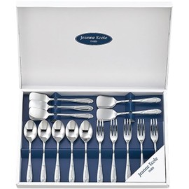 Tamahashi JE-83 Spoon Fork, 15-Piece Set, Made in Japan, Dishwasher Safe, Jeanne Ecole, Snack Set