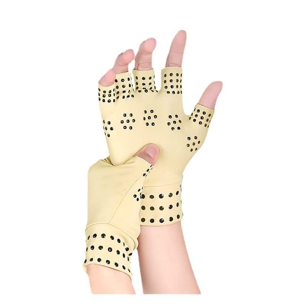 Chargen Arthritis Gloves Compression Gloves Fingerless Gloves Magnetic Anti-Arthritis Therapeutic Therapy Fingerless Gloves Relief Hand Pain Relief Heal Joints Relief ((Nude)