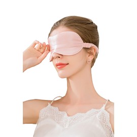 METWAY Silk Eye Mask Sleeping/Satin Slip Silk Night Eye Mask with Cold Or Hot Compress Pad Comfort Healthy Eyeshade Pink