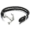 Stainless Steel Anchor Bracelet Men's Women's Bracelet Black Braided Leather