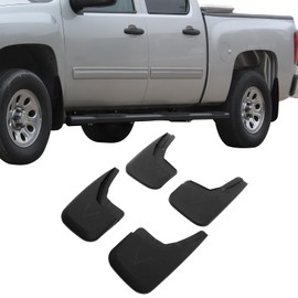 Mud Flaps Compatible with 2014-2019 Chevy Silverado 1500 2500HD 3500HD, PP Injection Black Mud Splash Guards 4pcs Sets by IKON MOTORSPORTS, 2015 2016 2017