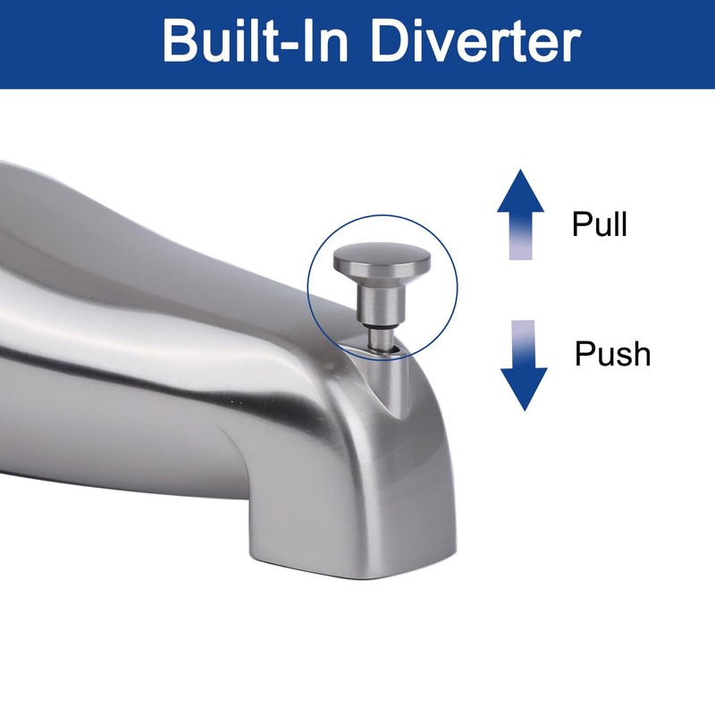 Tub Spout with Pull-Up Diverter, Bathroom Bathtub Faucet with Hex