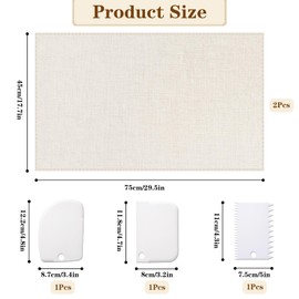 Pack of 2 Baker's Linen Dough Cloth Cotton Dough Cloth Reusable Swirl Cloth 45 x 75 cm Linen Cloth Bread Baking with Dough Scraper for Baguettes, Bakery Breads, Pastries