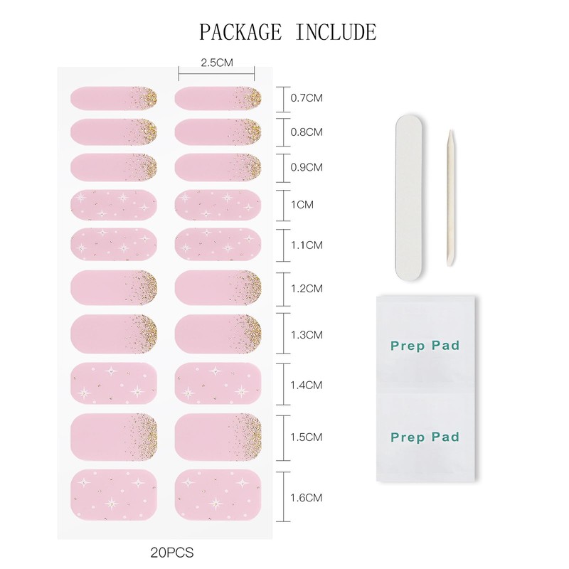 JMEOWIO Semi Cured Gel Strips Nail Art Sticker Wrap Glitter