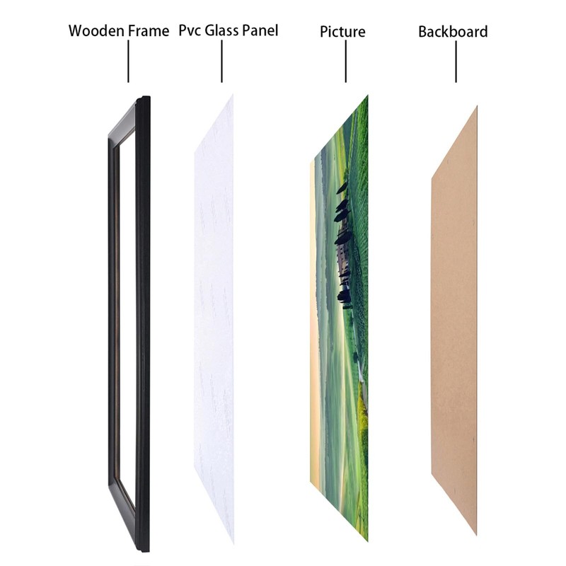 ASXBMIJO 16x31 inch Picture Frame Solid Wood Black,Suitable for Panoramic