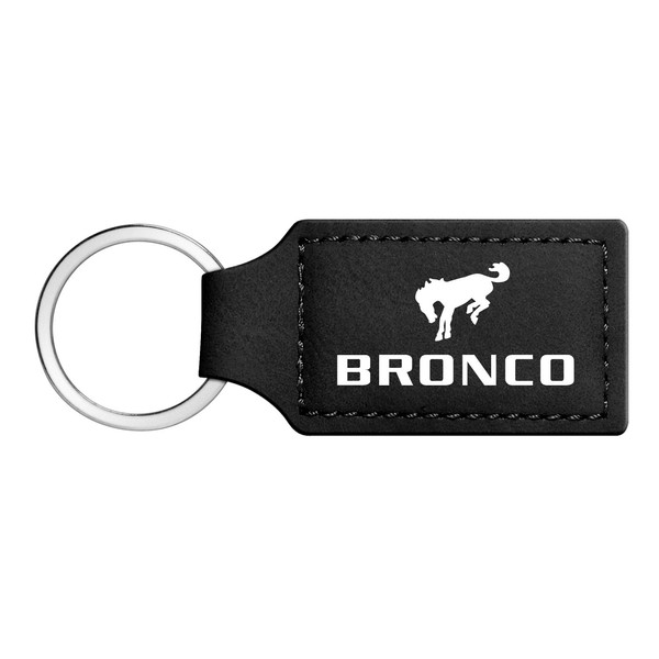 iPick Image - Ford Bronco Rectangular Black Leather Key Chain