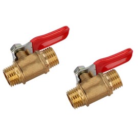 2 PCS Brass Ball Valve Brass Mini Ball Valve Shut Off Switch 1/4" Hose Barb x 1/4" Hose Barb for Water Air Fuel Hose Oil Air Line Pipe Fittings-DN8-1/4" Female & Male Connector