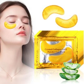 40 Pares de Parches para Ojos-Máscaras de Colágeno de 24 K en Polvo de Oro, Antifaz Antiarrugas, Se Utiliza para Hidratar y Reducir la Apariencia de Líneas Finas y Ojeras