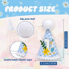 oyhqes One Funny Goose Hat,Goose 1st Birthday Decorations,Blue Gingham 1st Decorations for Boys,First Birthday Crown (blue)